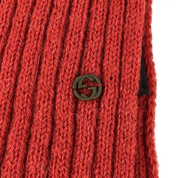 Auth GUCCI - Red Alpaca Wool Scarf - Picture 2 of 4